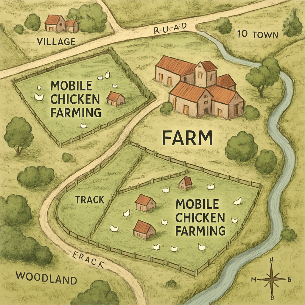 Map showing the location of the farm